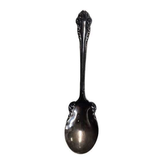 Community Silver Antique Silver-Plated Serving Spoon With Ornate Floral & Basket - Picture 1 of 7